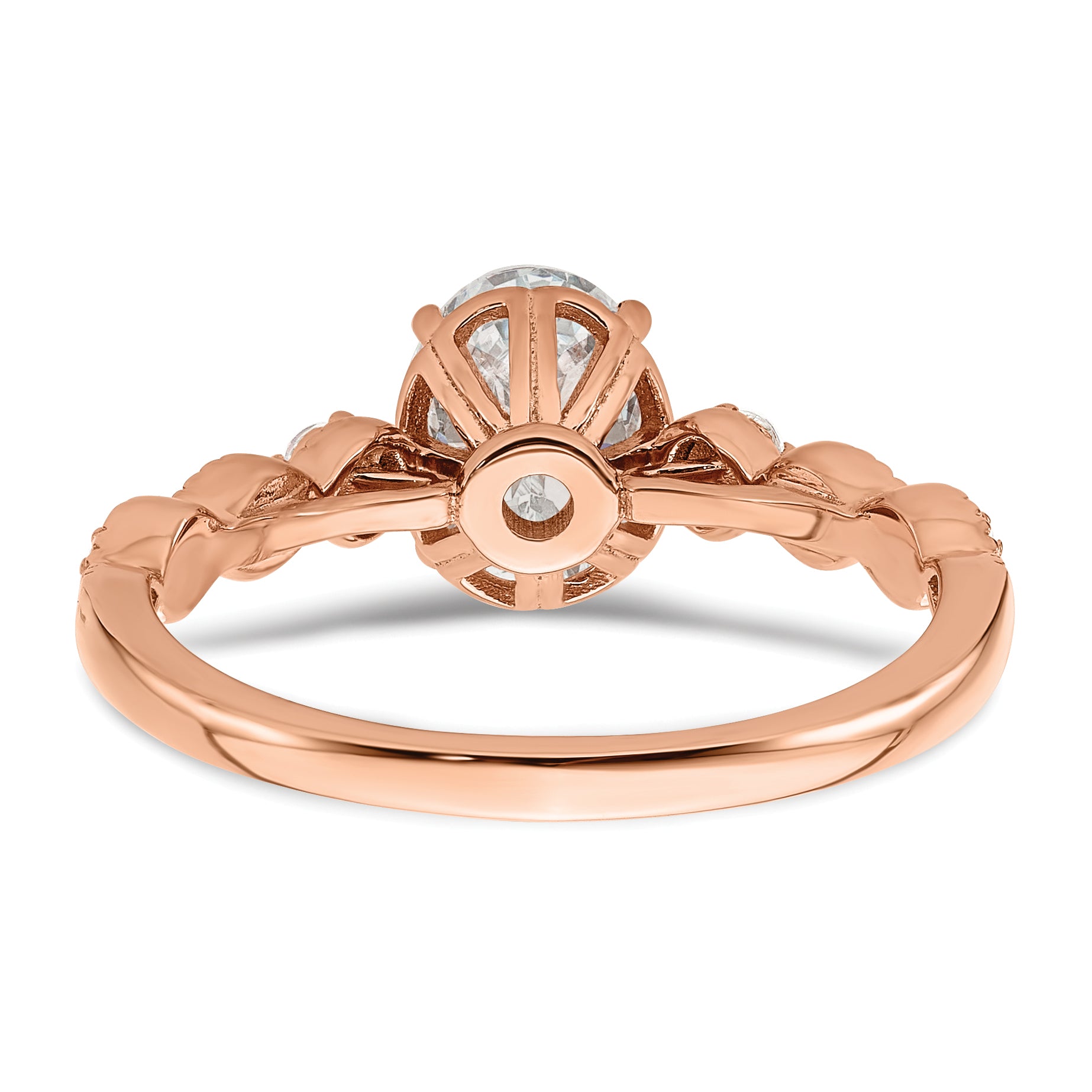 14k Rose Gold 1/8 carat Lab Grown Diamond VS/SI+ G+ 1 carat Center Oval Semi Mount Engagement Ring