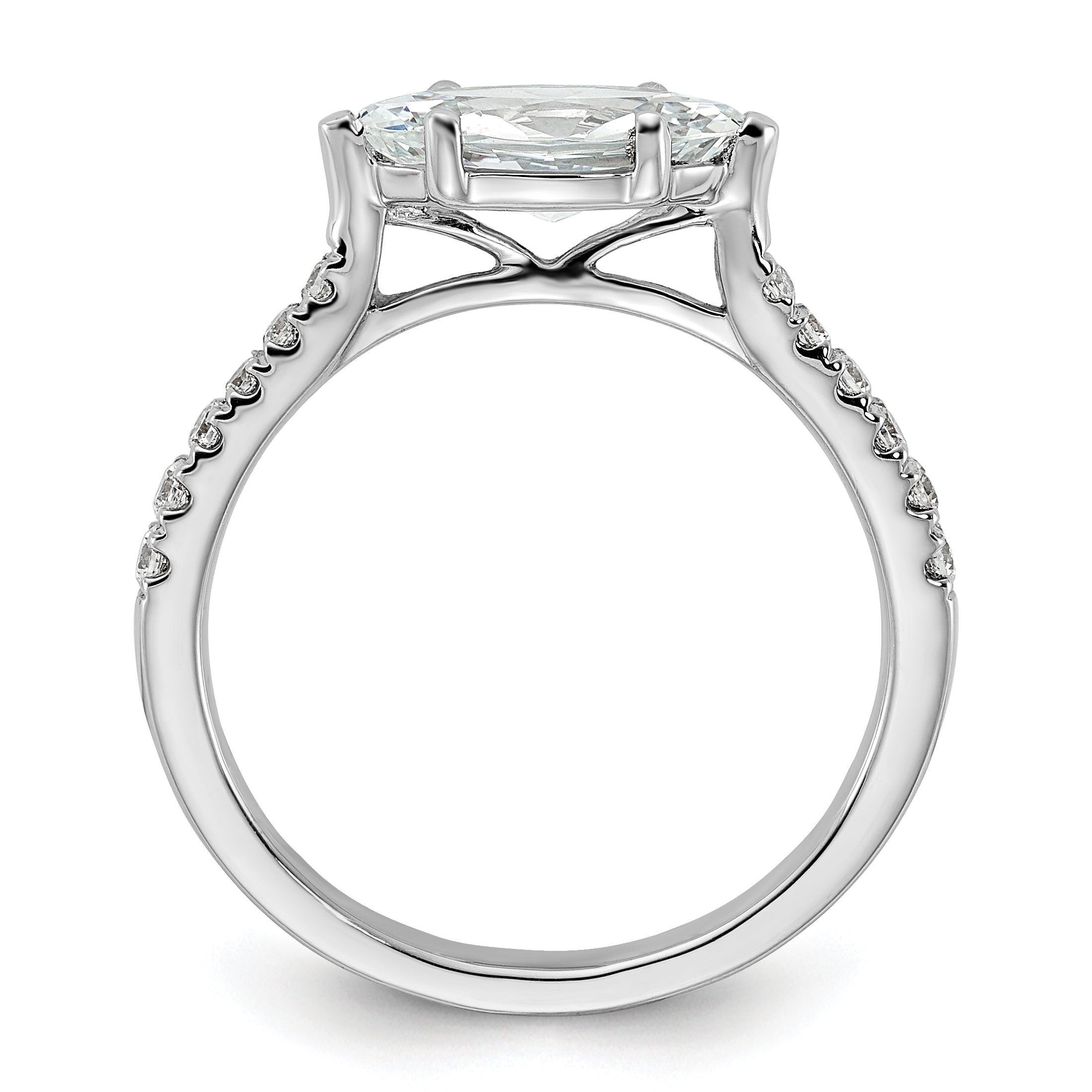14k White Gold 1/5 carat Lab Grown Diamond VS/SI+ G+ 1 carat Center East-West Marquise Semi Mount Engagement Ring Secondary image