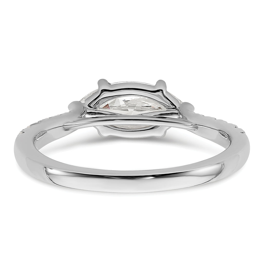14k White Gold 1/5 carat Lab Grown Diamond VS/SI+ G+ 1 carat Center East-West Marquise Semi Mount Engagement Ring