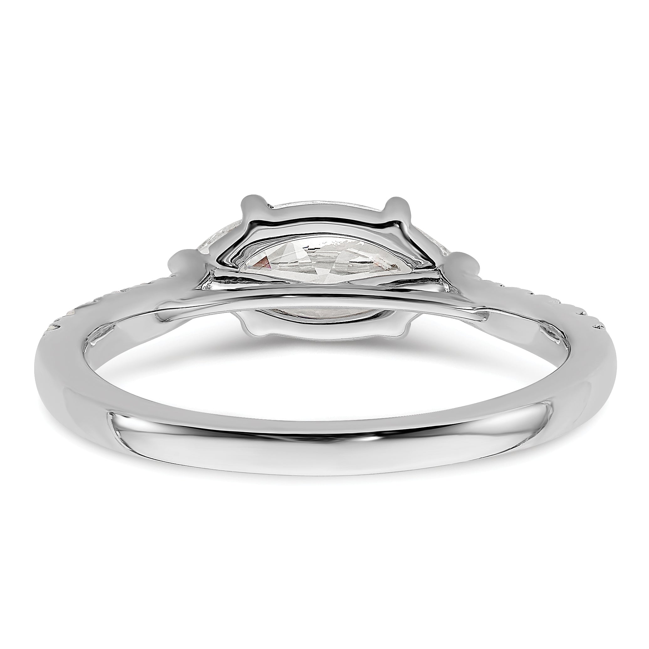 14k White Gold 1/5 carat Lab Grown Diamond VS/SI+ G+ 1 carat Center East-West Marquise Semi Mount Engagement Ring