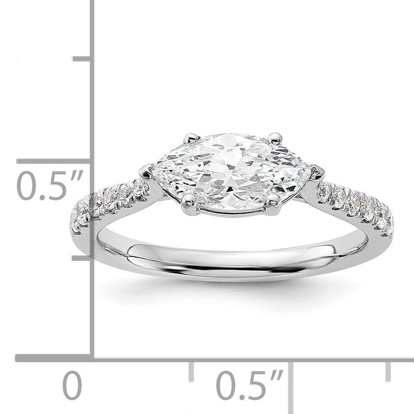 14k White Gold 1/5 carat Lab Grown Diamond VS/SI+ G+ 1 carat Center East-West Marquise Semi Mount Engagement Ring