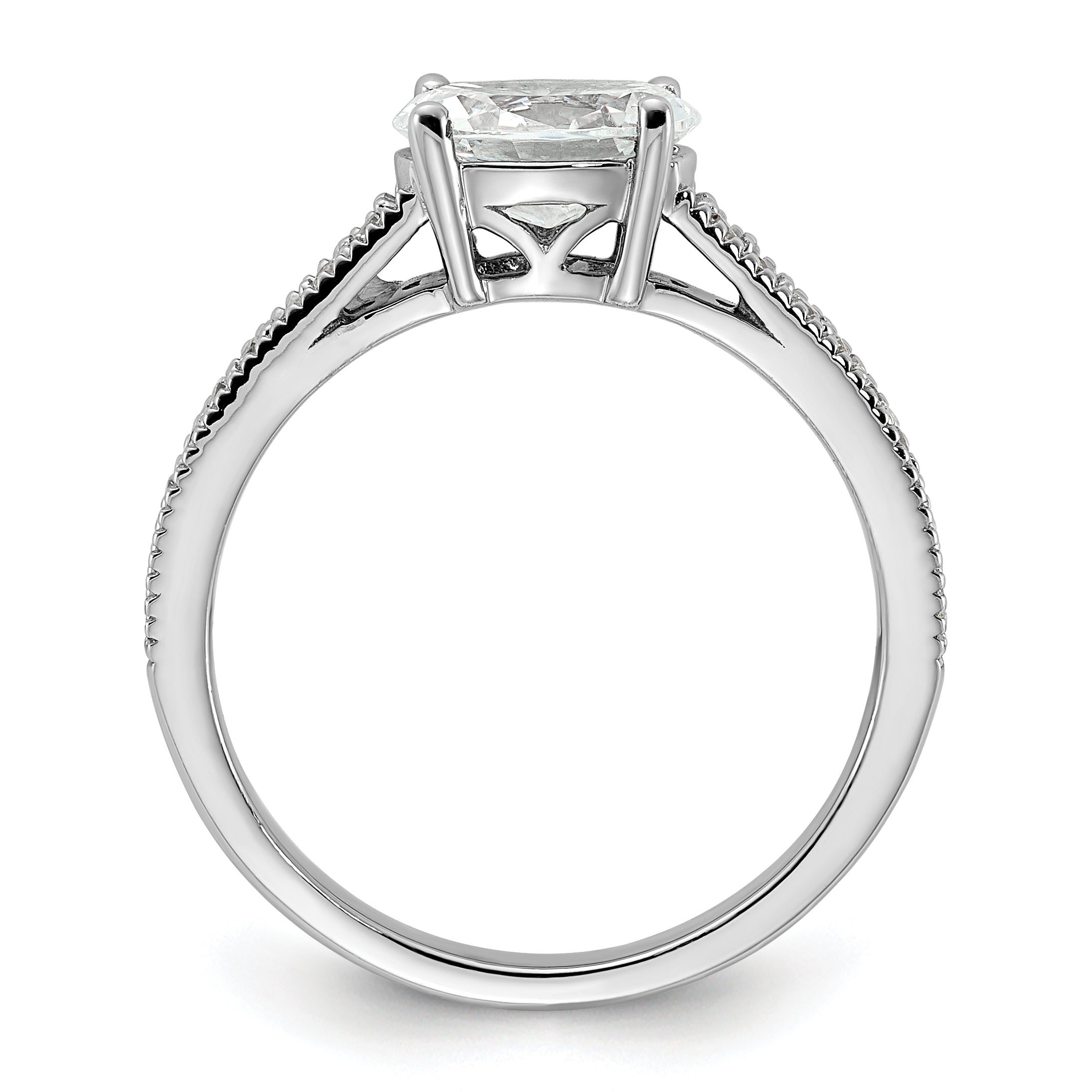 14K White Gold Lab Grown Dia. VS/SI+ G+ Semi-Mnt. Oval East/West Rin