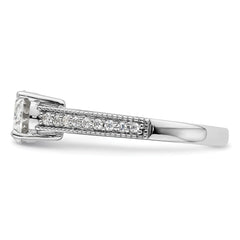14K White Gold Lab Grown Dia. VS/SI+ G+ Semi-Mnt. Oval East/West Rin