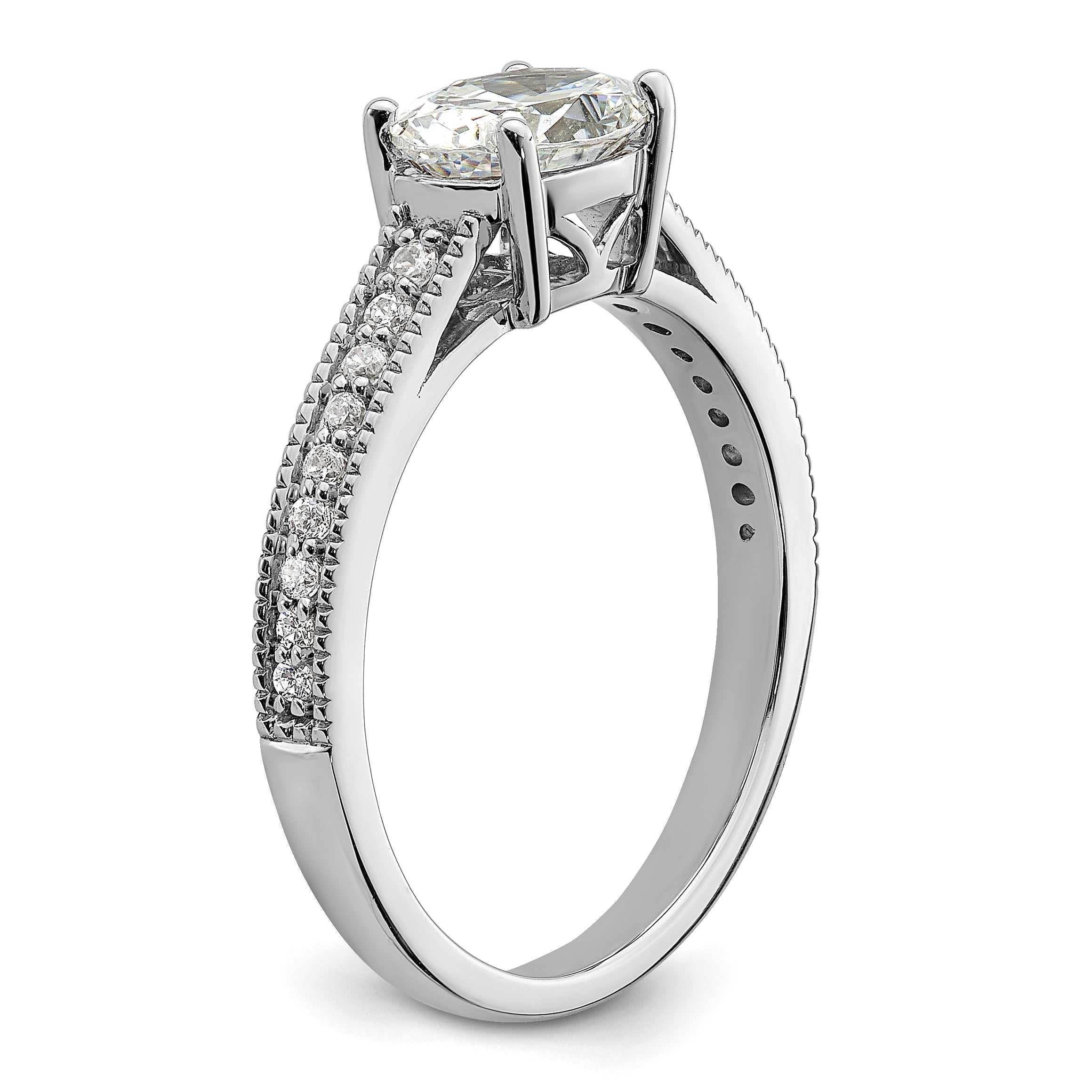 14K White Gold Lab Grown Dia. VS/SI+ G+ Semi-Mnt. Oval East/West Rin