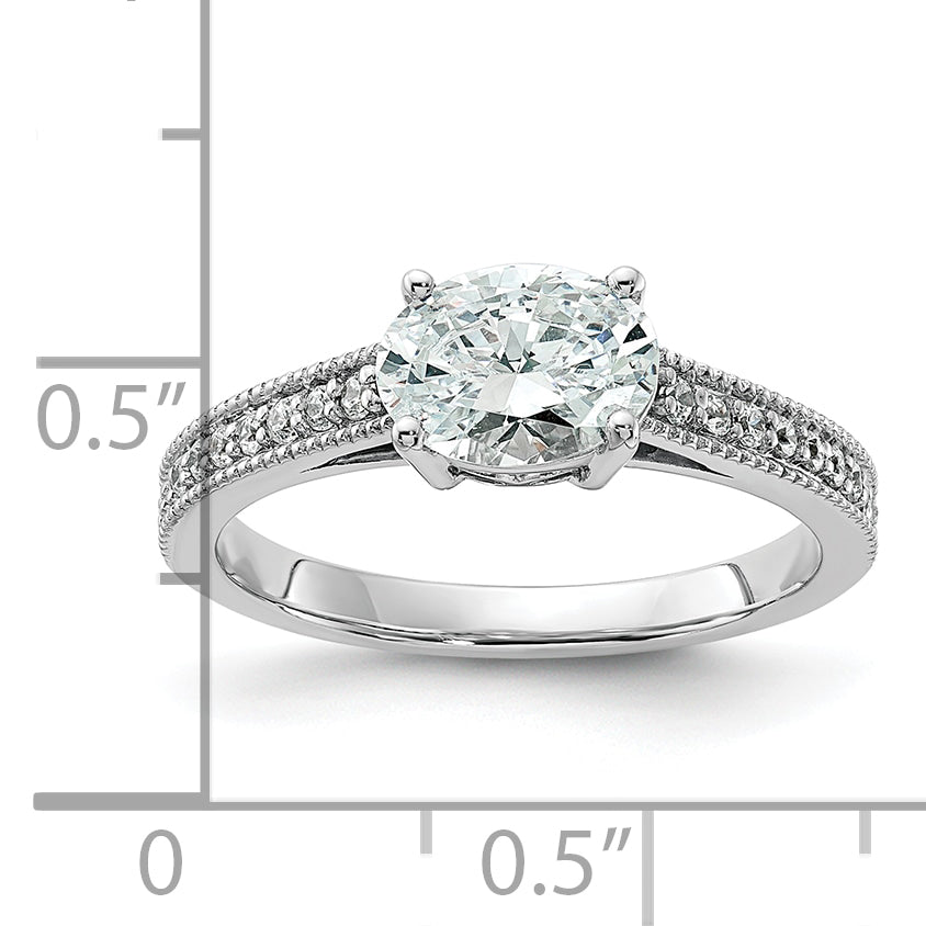 14K White Gold Lab Grown Dia. VS/SI+ G+ Semi-Mnt. Oval East/West Rin