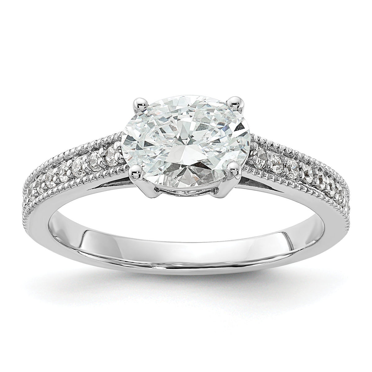 14K White Gold Lab Grown Dia. VS/SI+ G+ Semi-Mnt. Oval East/West Rin