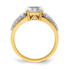 14k Two-tone 1/6 carat Lab Grown Diamond VS/SI+ G+ 1 carat Center Oval Semi Mount Engagement Ring