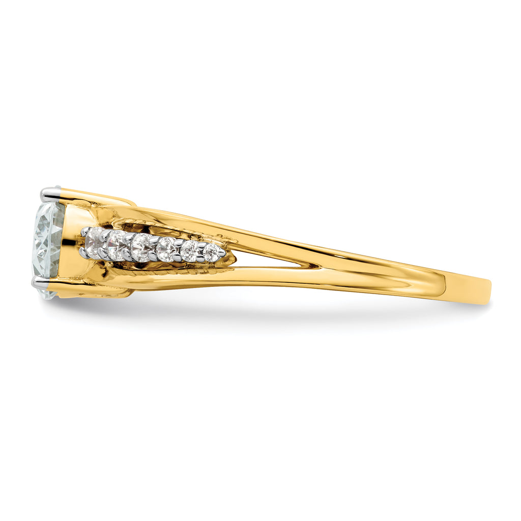 14k Two-tone 1/6 carat Lab Grown Diamond VS/SI+ G+ 1 carat Center Oval Semi Mount Engagement Ring