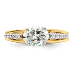 14k Two-tone 1/6 carat Lab Grown Diamond VS/SI+ G+ 1 carat Center Oval Semi Mount Engagement Ring
