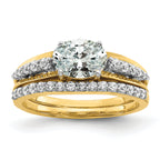 14k Two-tone 1/6 carat Lab Grown Diamond VS/SI+ G+ 1 carat Center Oval Semi Mount Engagement Ring