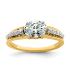 14k Two-tone 1/6 carat Lab Grown Diamond VS/SI+ G+ 1 carat Center Oval Semi Mount Engagement Ring