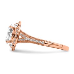 14k Rose Gold 3/8 carat Lab Grown Diamond VS/SI+ G+ 1 carat Center Oval Semi Mount Engagement Ring