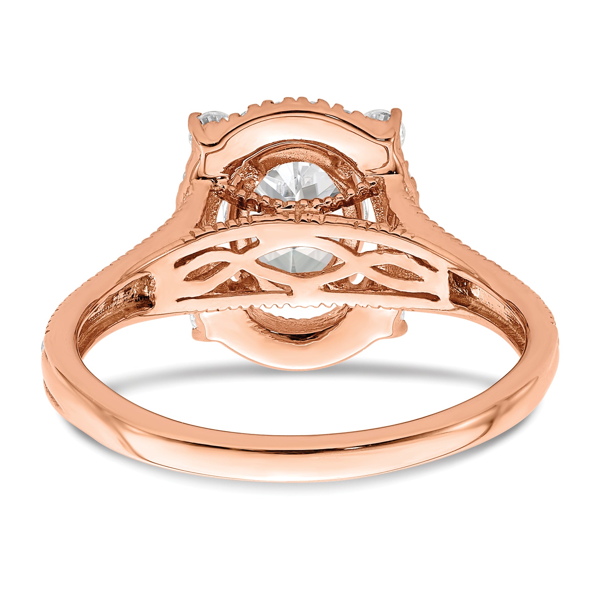 14k Rose Gold 3/8 carat Lab Grown Diamond VS/SI+ G+ 1 carat Center Oval Semi Mount Engagement Ring