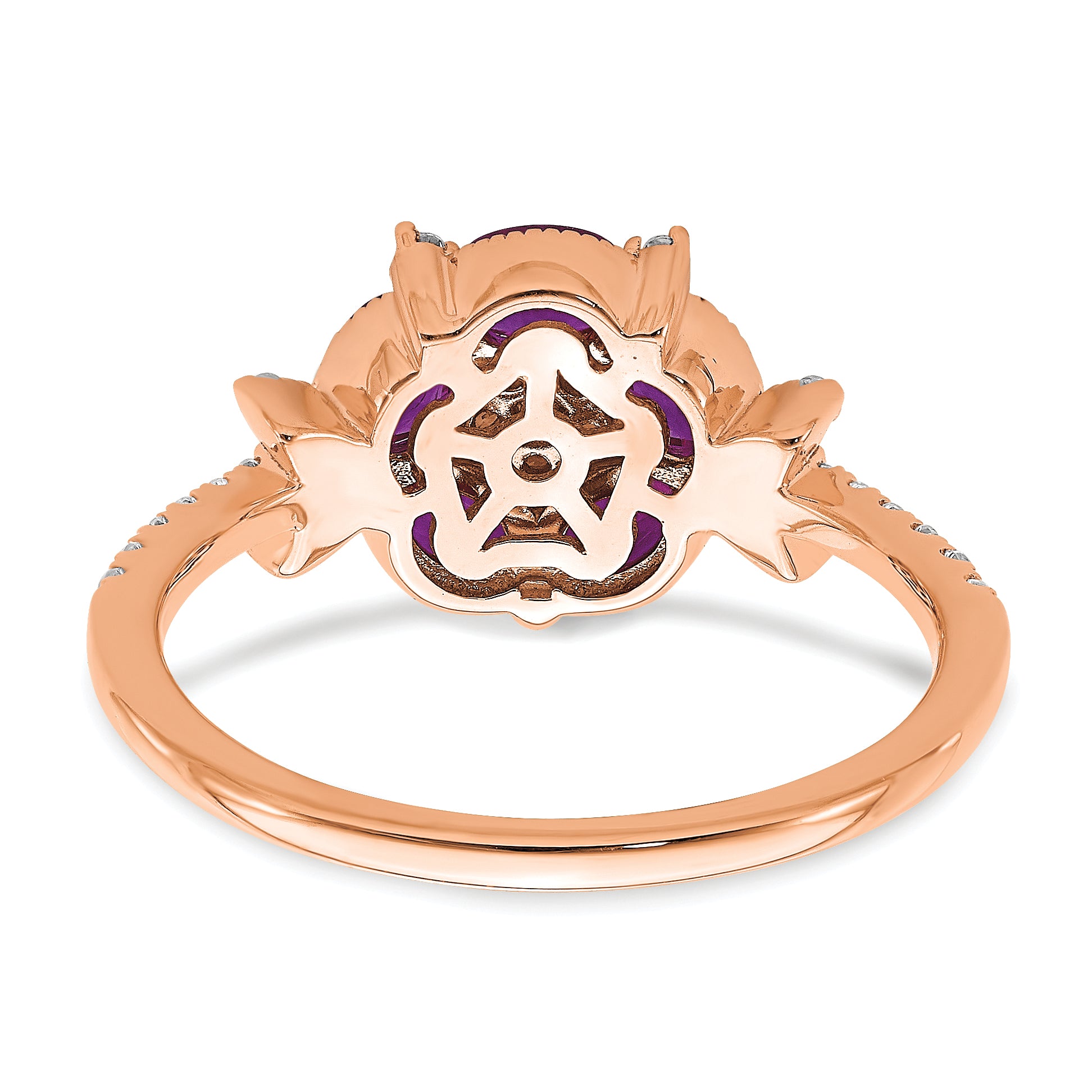 14K Rose Gold Lab Grown Diamond VS/SI+ G+ Cr.Ruby Floral Ring