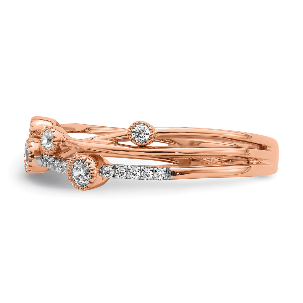 14k Rose Gold 1/4 carat Lab Grown Diamond VS/SI+ G+ Complete Criss Cross Ring
