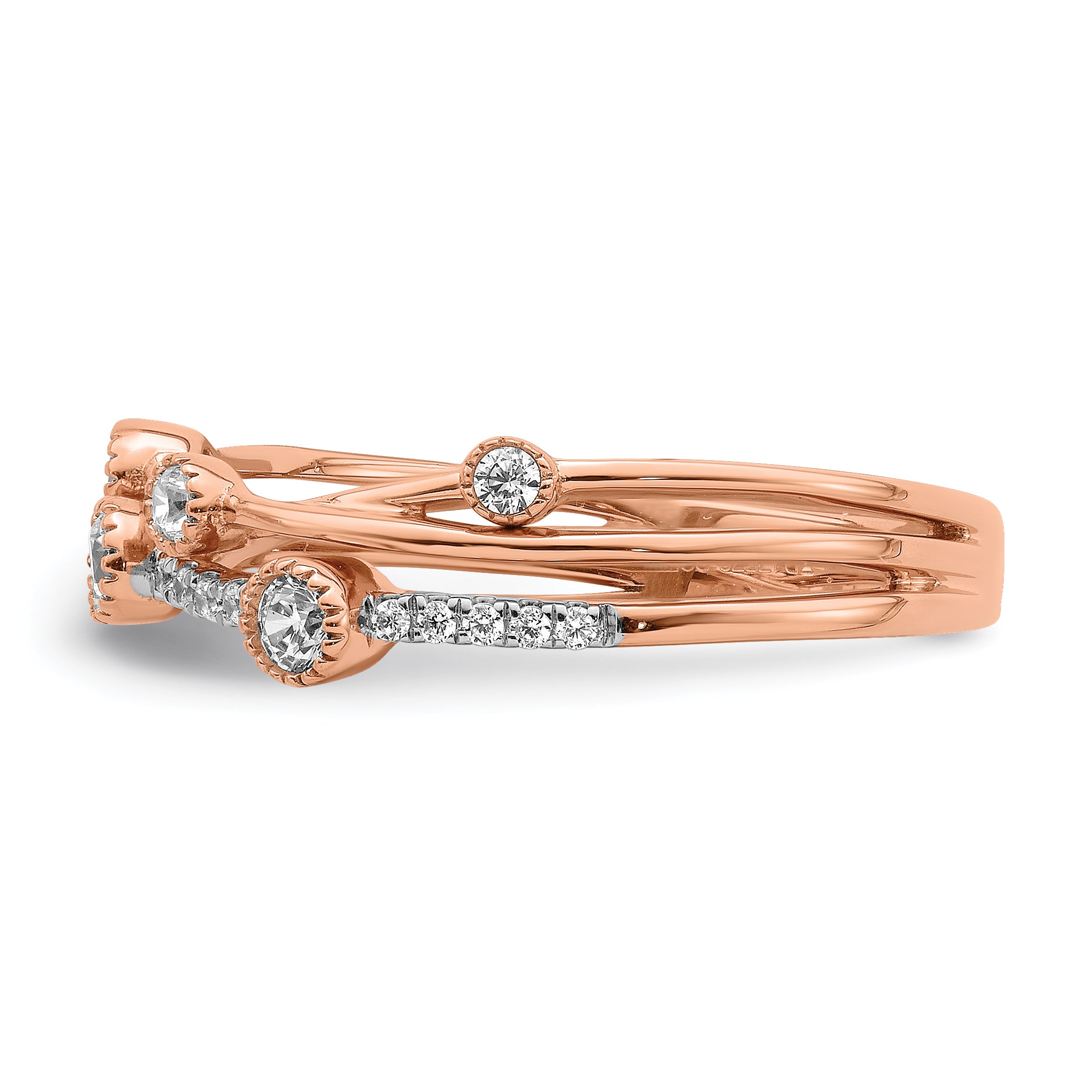 14k Rose Gold 1/4 carat Lab Grown Diamond VS/SI+ G+ Complete Criss Cross Ring