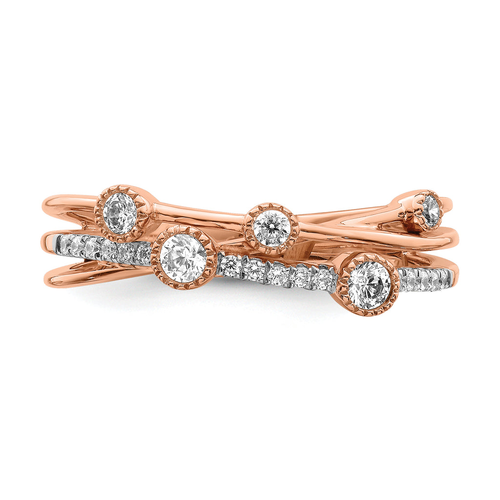 14k Rose Gold 1/4 carat Lab Grown Diamond VS/SI+ G+ Complete Criss Cross Ring