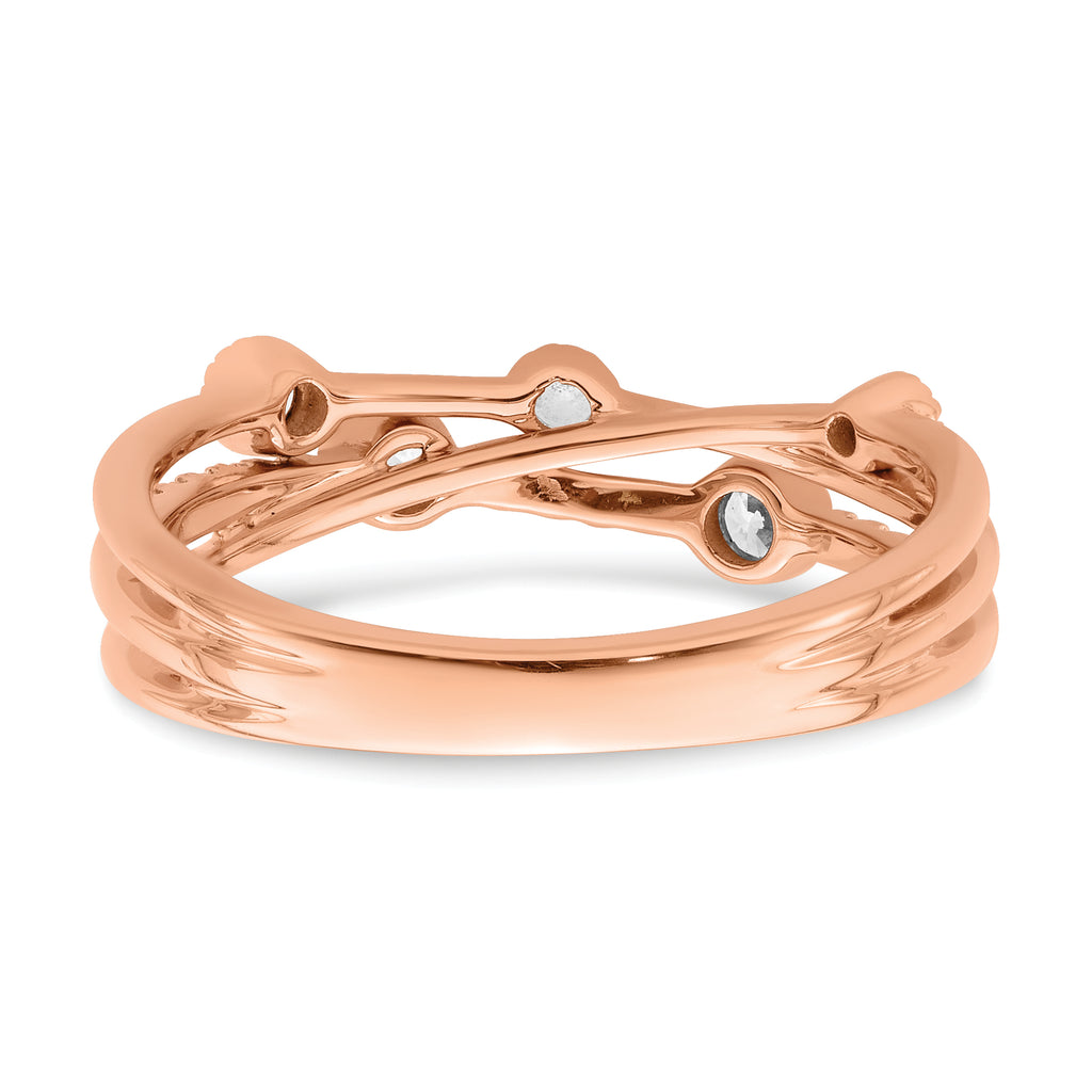14k Rose Gold 1/4 carat Lab Grown Diamond VS/SI+ G+ Complete Criss Cross Ring