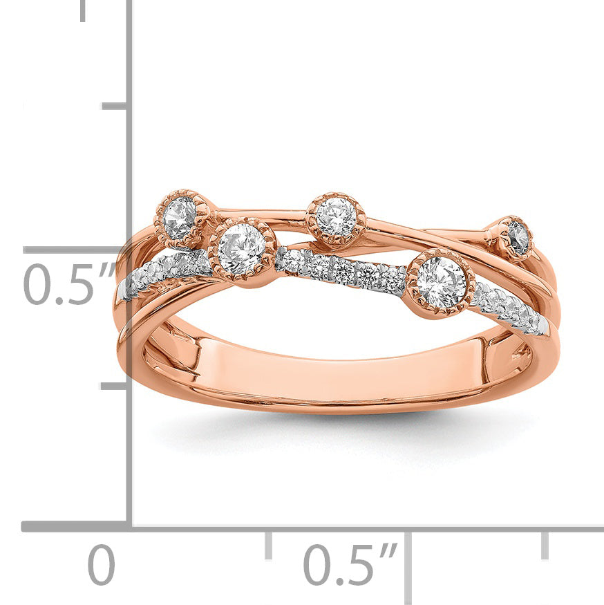 14k Rose Gold 1/4 carat Lab Grown Diamond VS/SI+ G+ Complete Criss Cross Ring