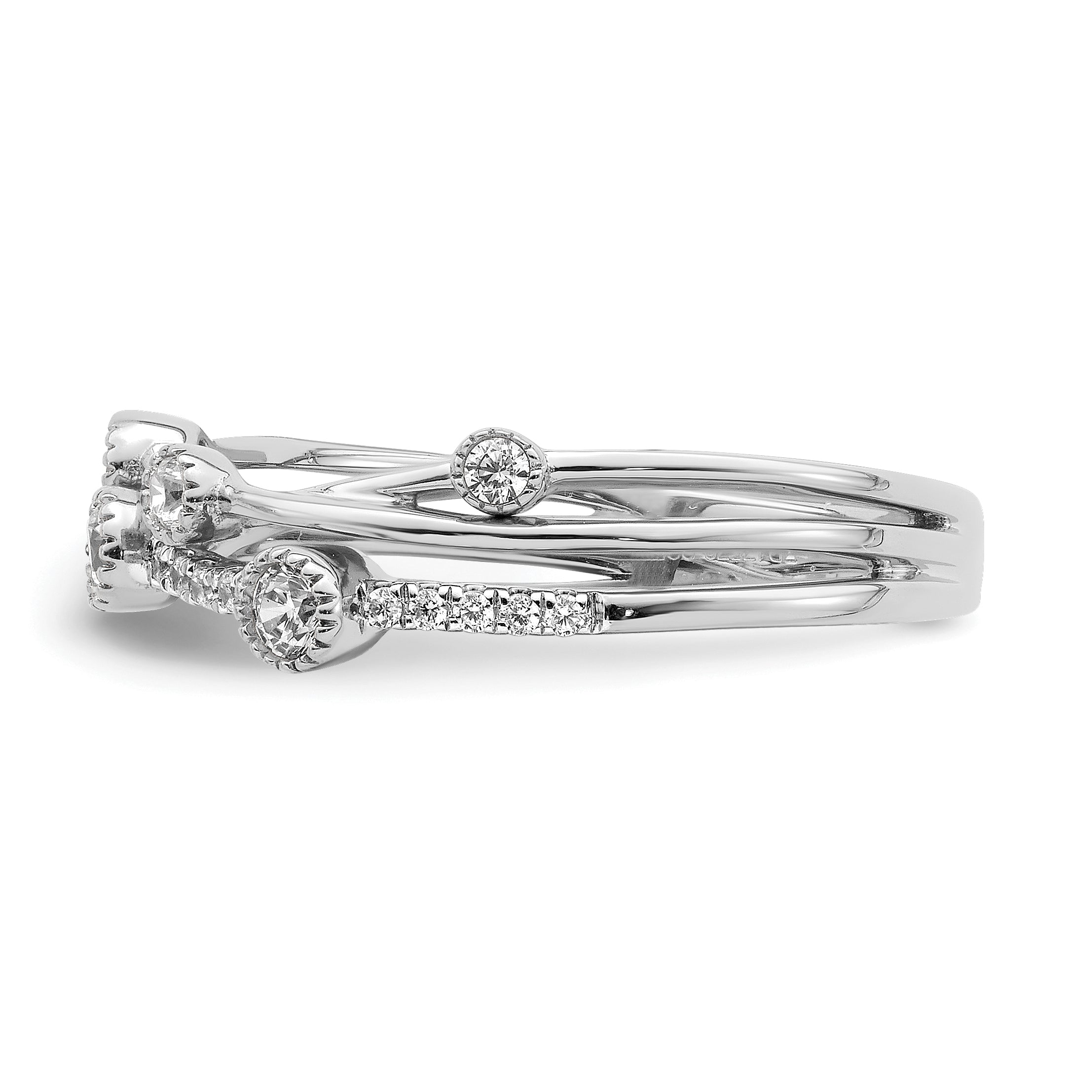 14k White Gold 1/4 carat Lab Grown Diamond VS/SI+ G+ Complete Criss Cross Ring