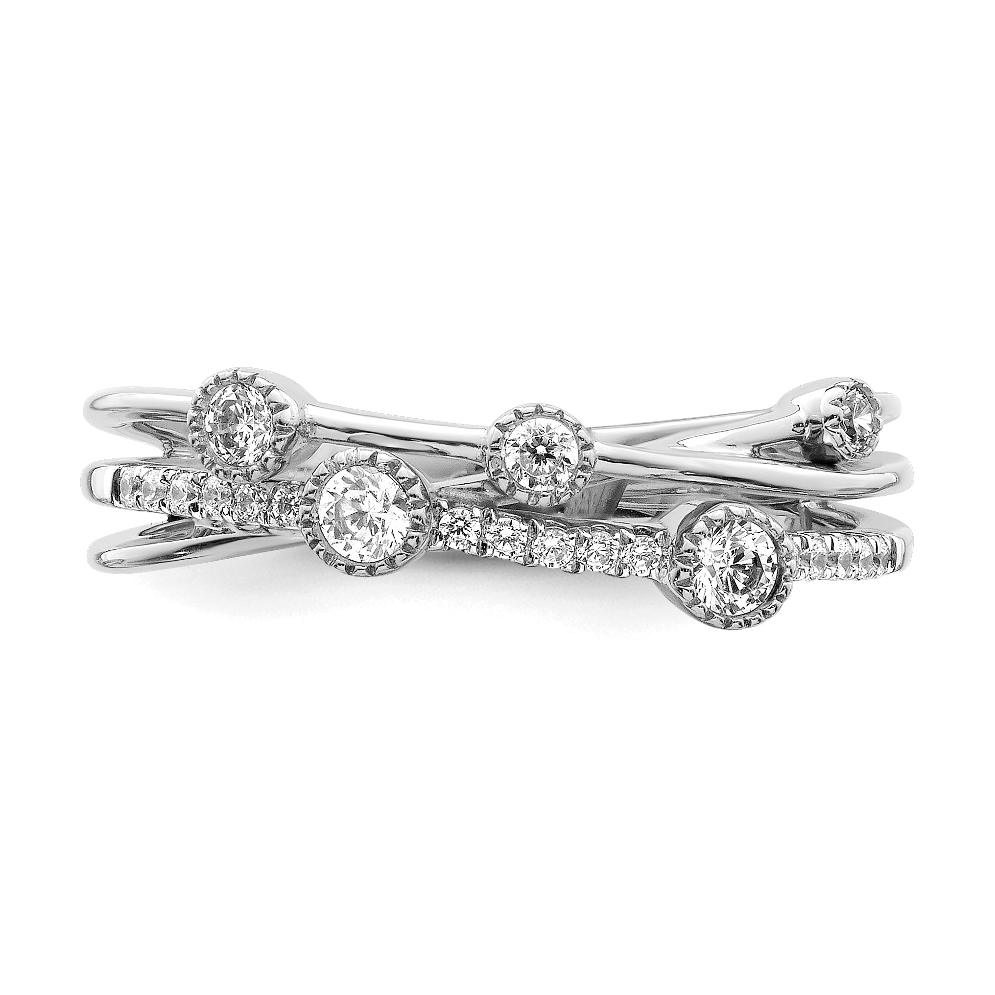14k White Gold 1/4 carat Lab Grown Diamond VS/SI+ G+ Complete Criss Cross Ring