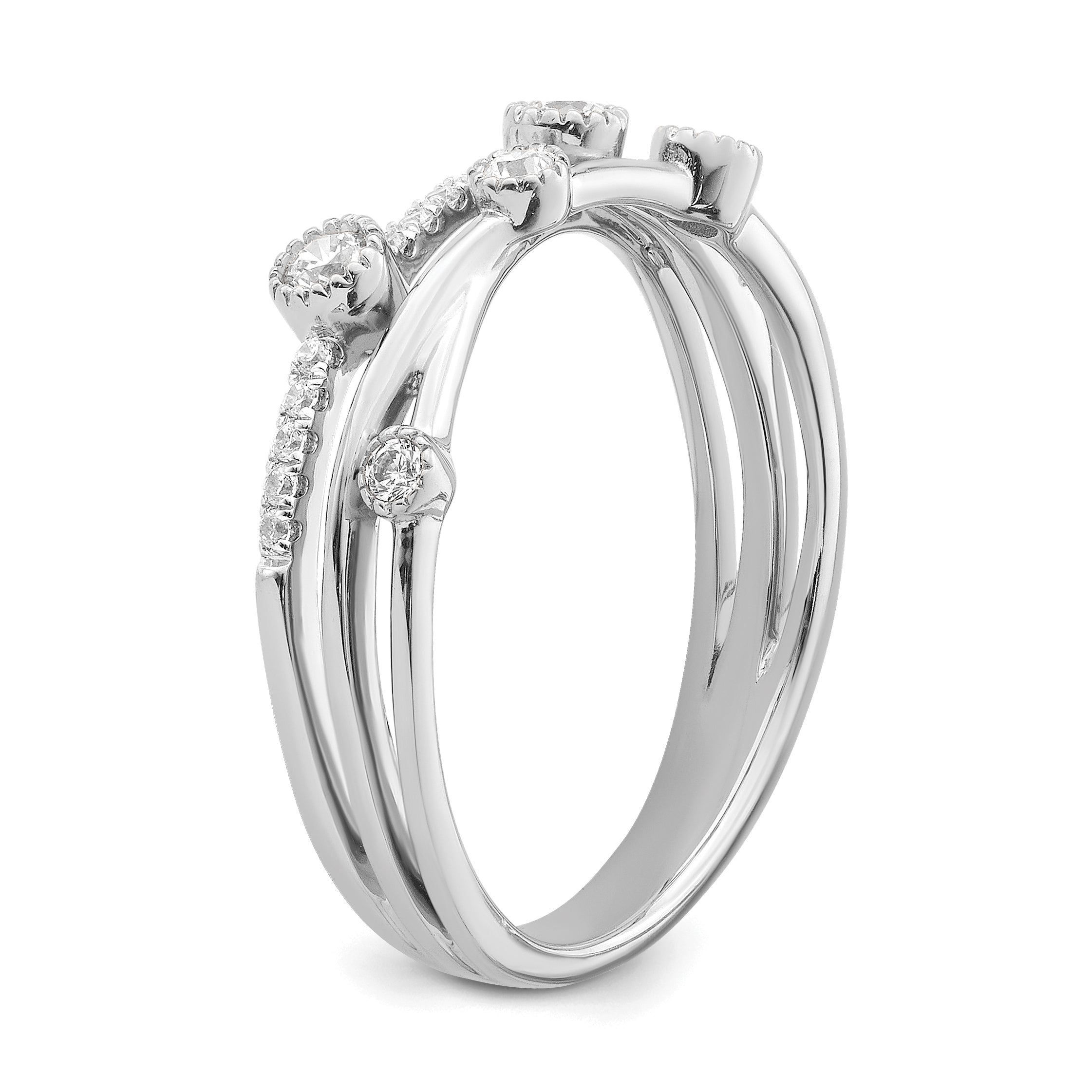 14k White Gold 1/4 carat Lab Grown Diamond VS/SI+ G+ Complete Criss Cross Ring