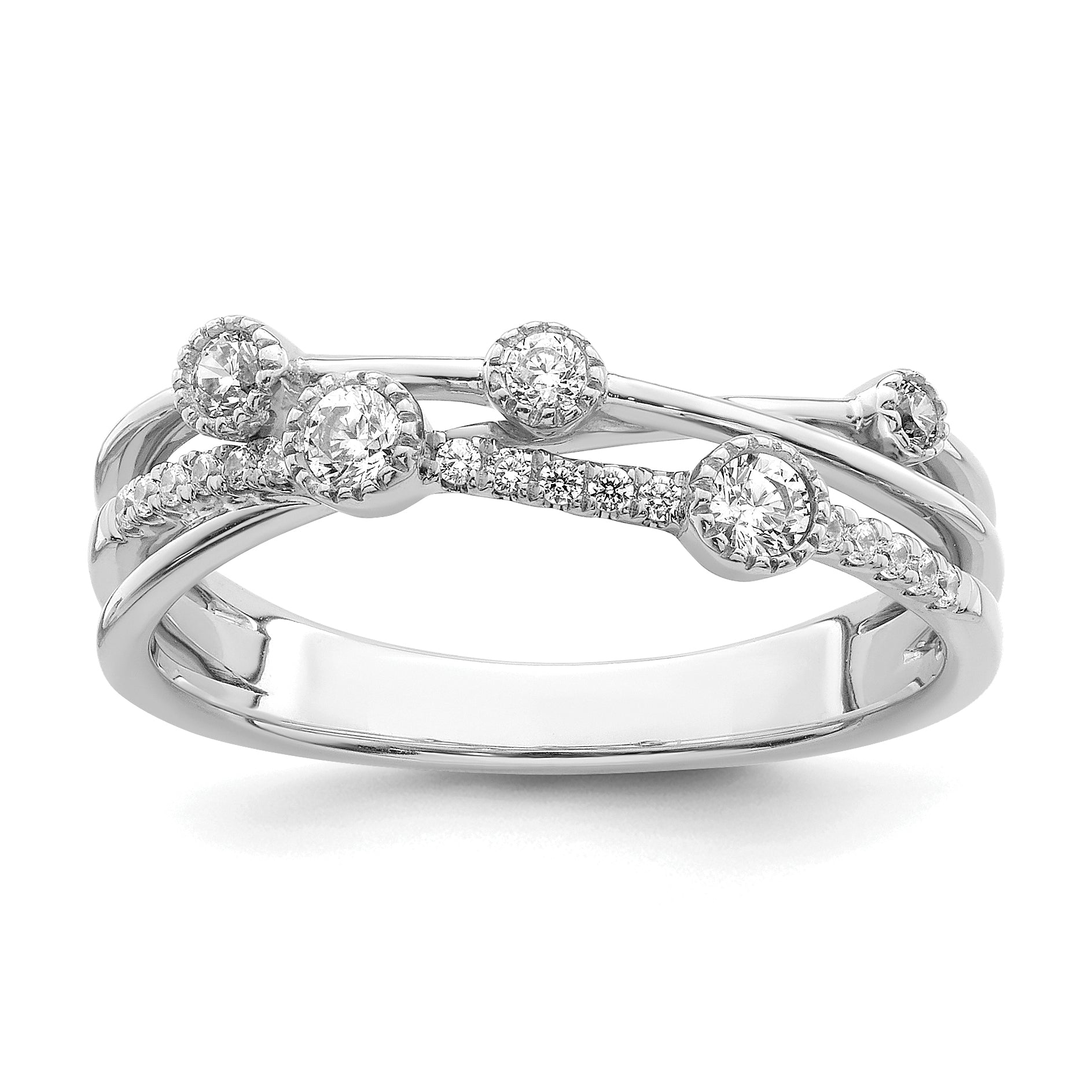 14k White Gold 1/4 carat Lab Grown Diamond VS/SI+ G+ Complete Criss Cross Ring Main image