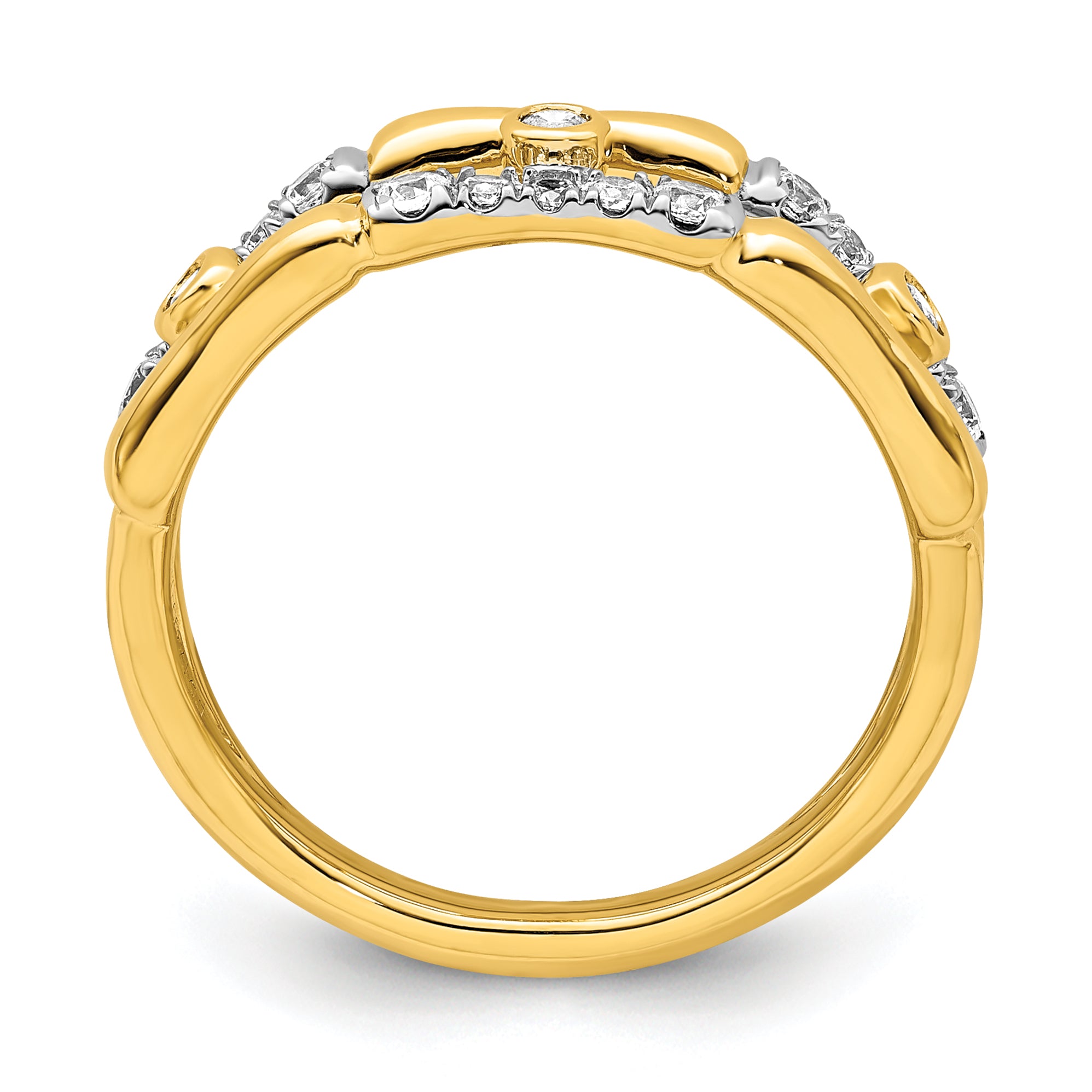 14K Lab Grown Diamond  VS/SI+ G+ Bezel Cluster Split Band Ring