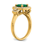 14k 3/8 carat Lab Grown Diamond VS/SI+ G+ and Lab Created Emerald Fashion Halo Ring