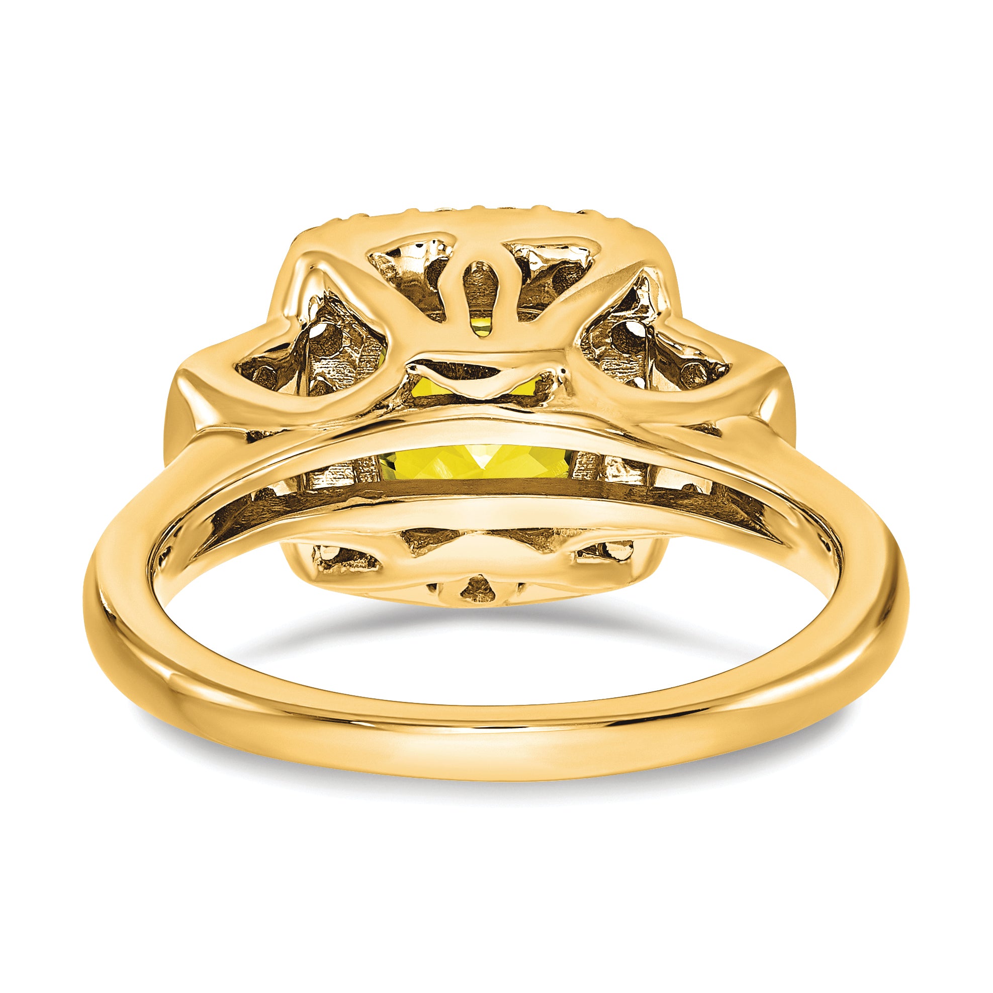 14K White Gold Lab Grown Dia. VS/SI+ G+ Lab Crtd Ylw Sapph Halo Ring