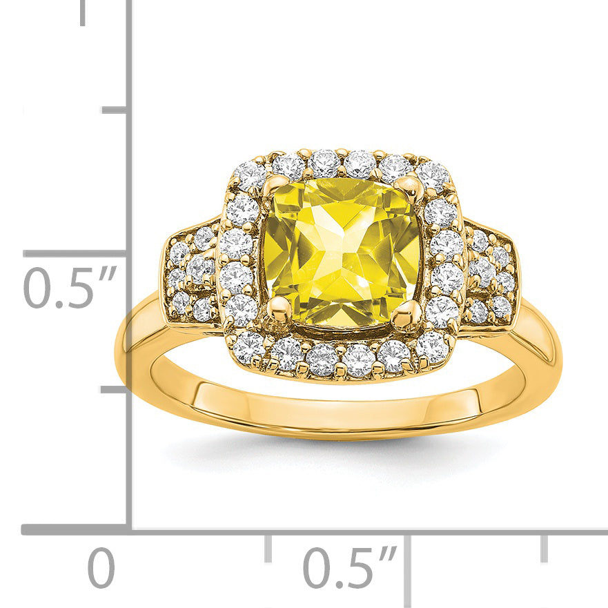14K White Gold Lab Grown Dia. VS/SI+ G+ Lab Crtd Ylw Sapph Halo Ring