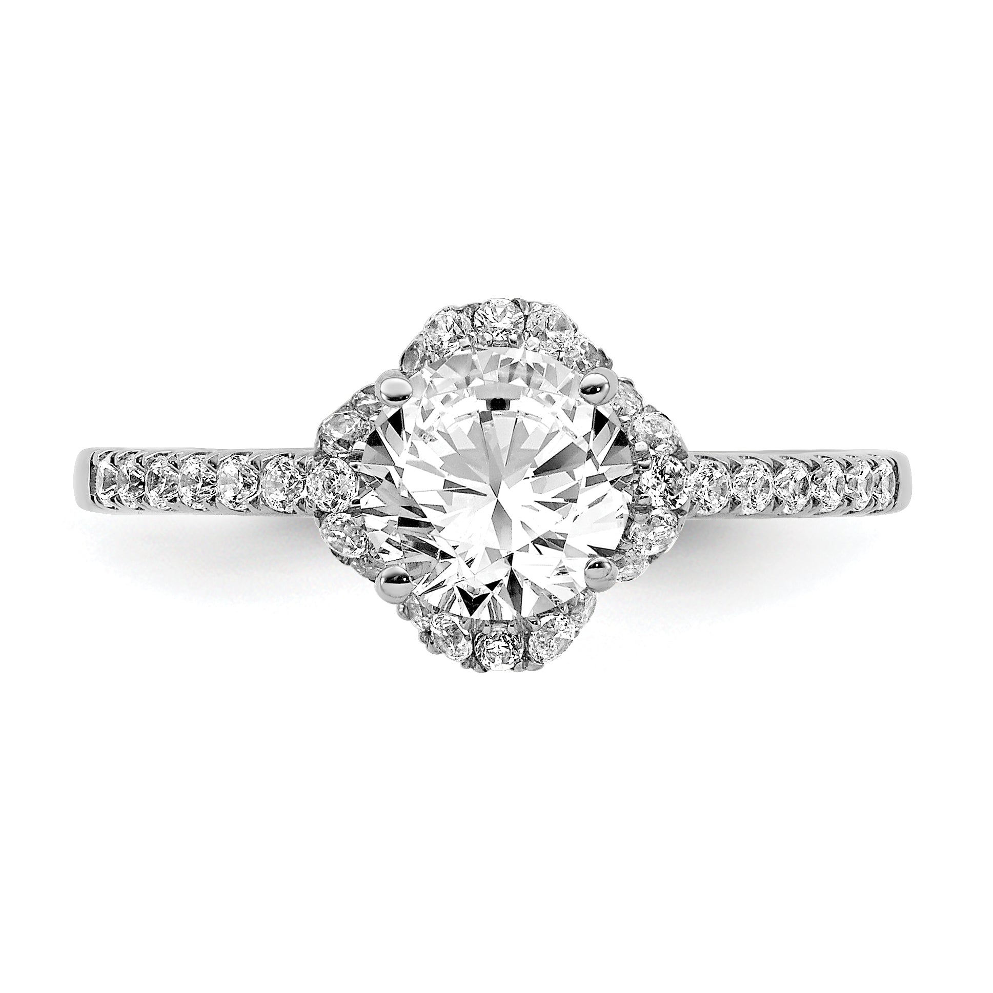 14K White Gold Lab Grown Diamond VS/SI+ G+ Round Semi-Mount Eng. Rin