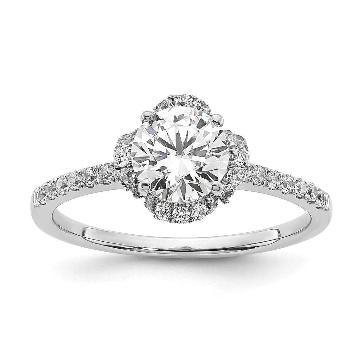 14K White Gold Lab Grown Diamond VS/SI+ G+ Round Semi-Mount Eng. Rin