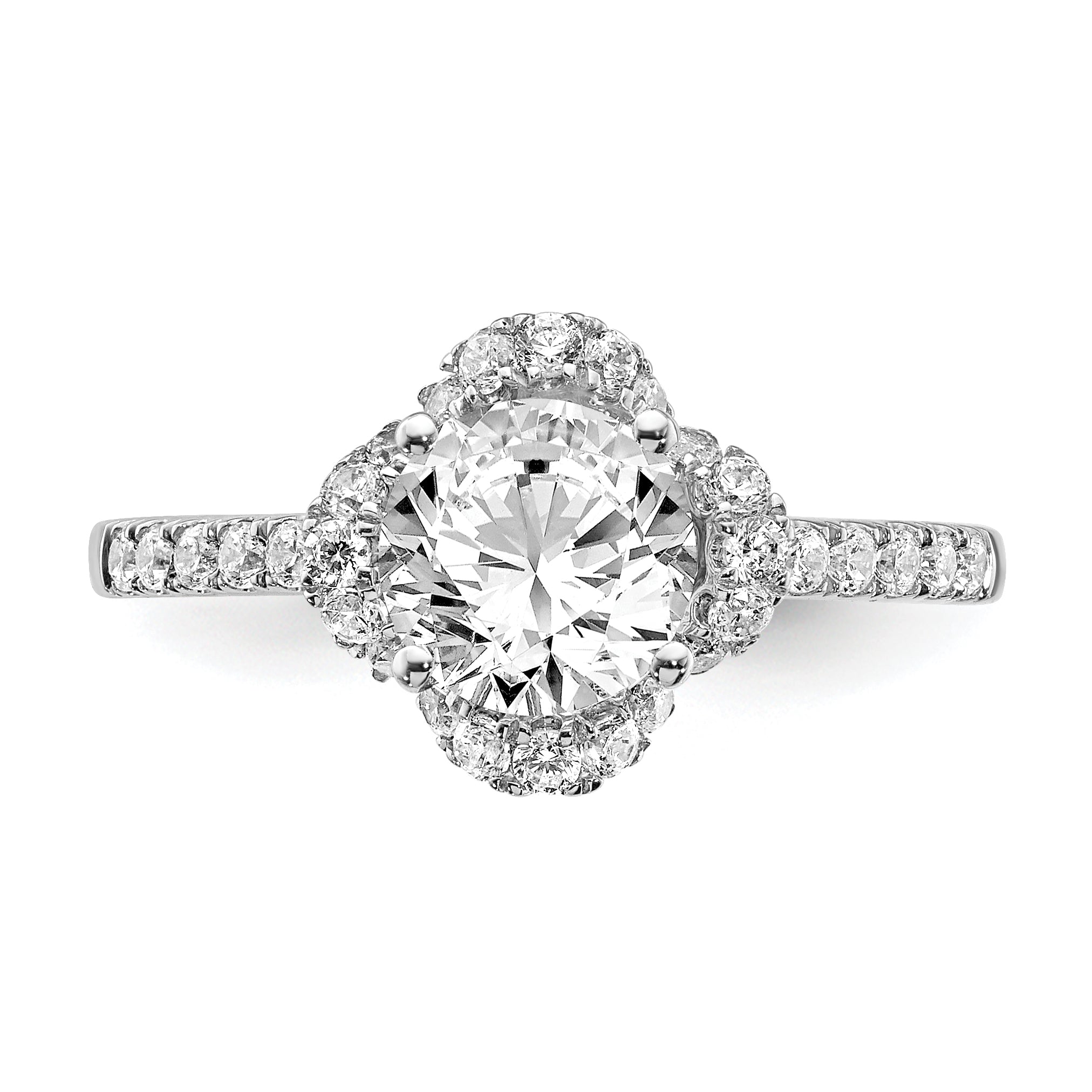 14K White Gold Lab Grown Diamond VS/SI+ G+ Round Semi-Mount Eng. Rin