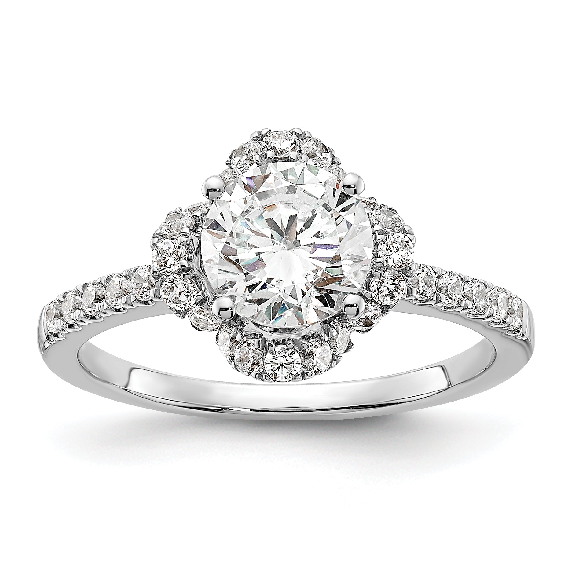 14K White Gold Lab Grown Diamond VS/SI+ G+ Round Semi-Mount Eng. Rin