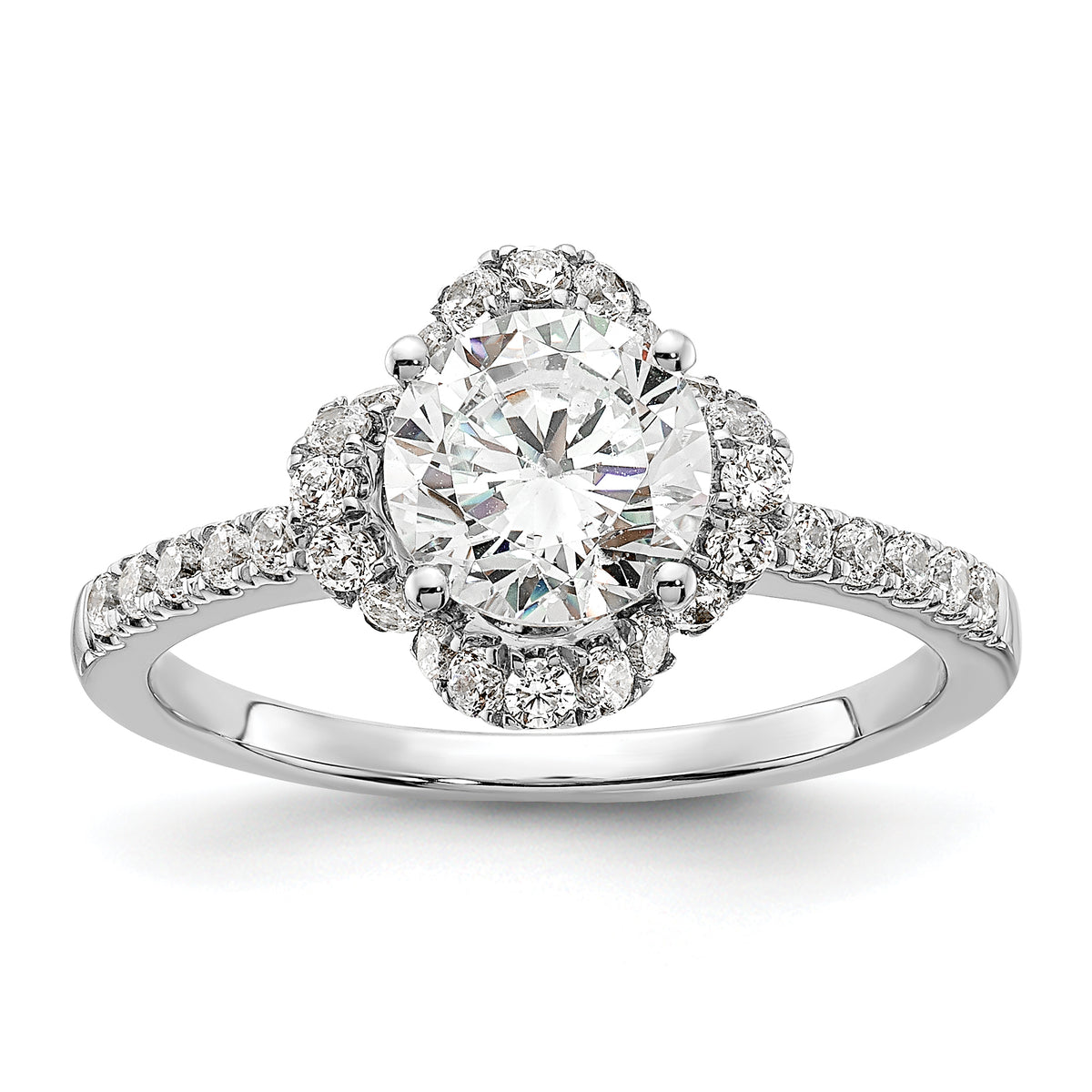 14K White Gold Lab Grown Diamond VS/SI+ G+ Round Semi-Mount Eng. Rin