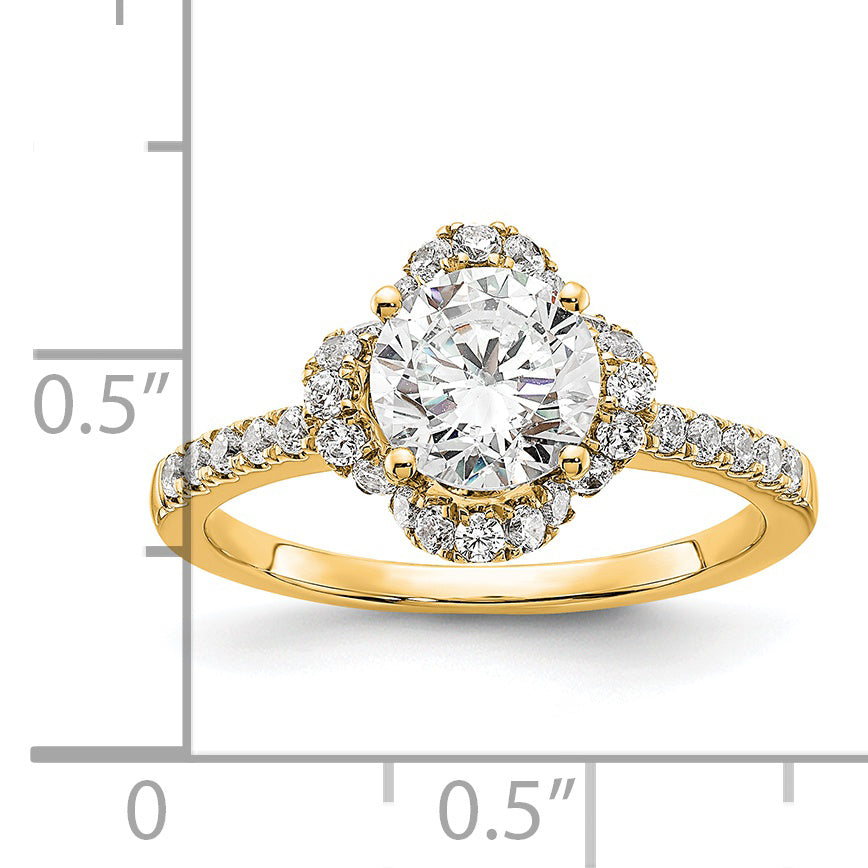 14K Gold Lab Grown Diamond VS/SI+ G+ Round Semi-Mount Eng. Ring