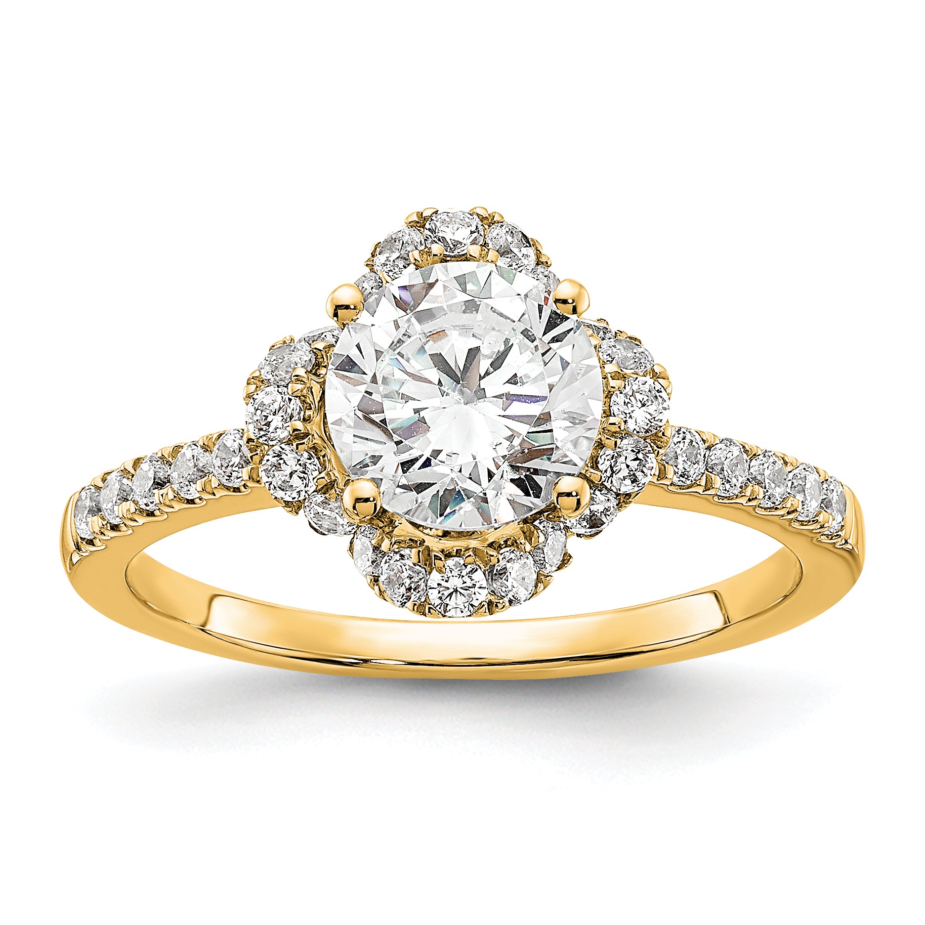14K Gold Lab Grown Diamond VS/SI+ G+ Round Semi-Mount Eng. Ring
