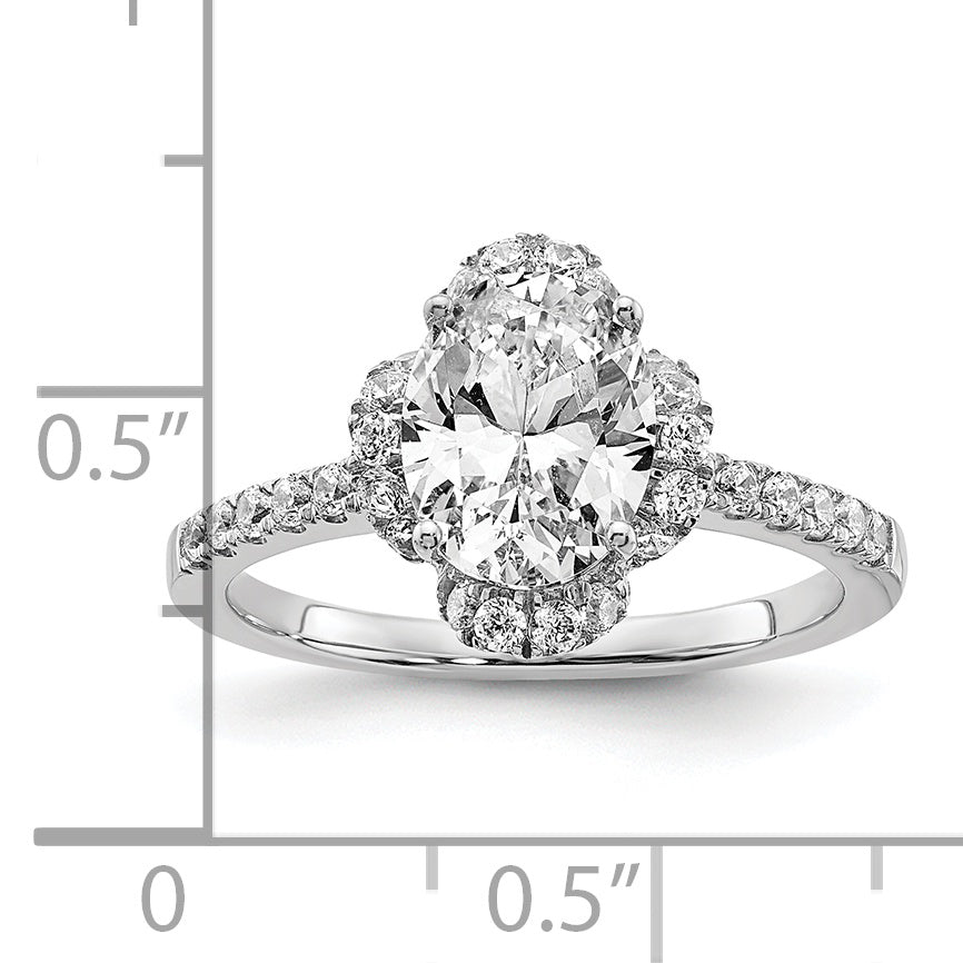 14K White Gold Lab Grown Diamond VS/SI+ G+ Oval Semi-Mount Eng. Ring