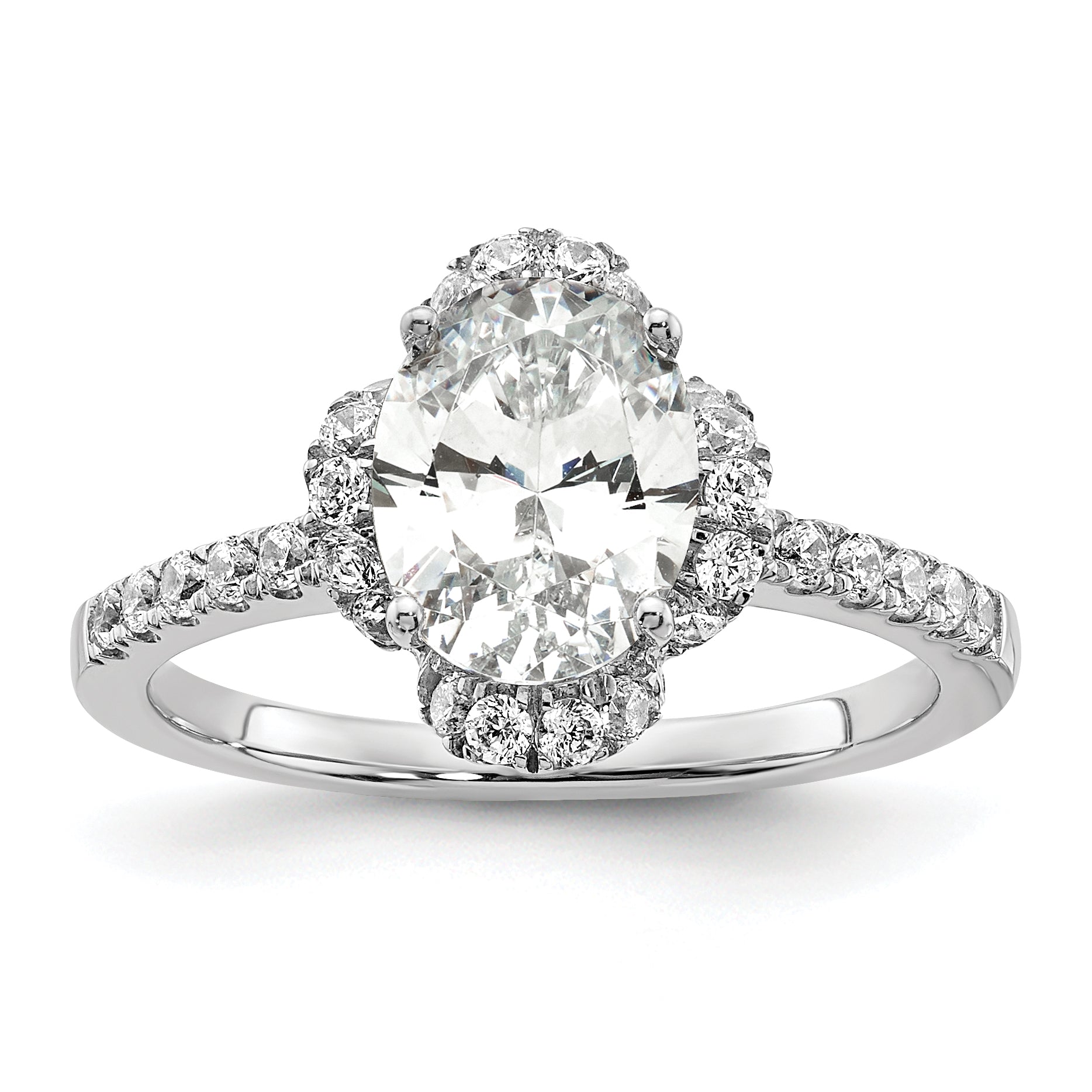14K White Gold Lab Grown Diamond VS/SI+ G+ Oval Semi-Mount Eng. Ring