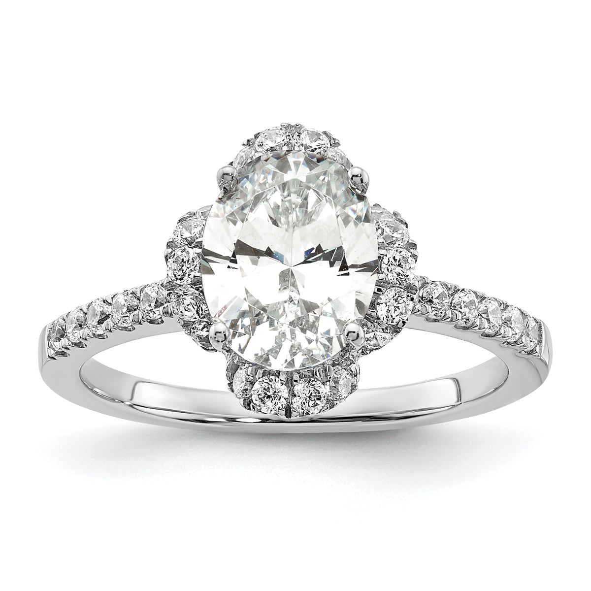 14K White Gold Lab Grown Diamond VS/SI+ G+ Oval Semi-Mount Eng. Ring