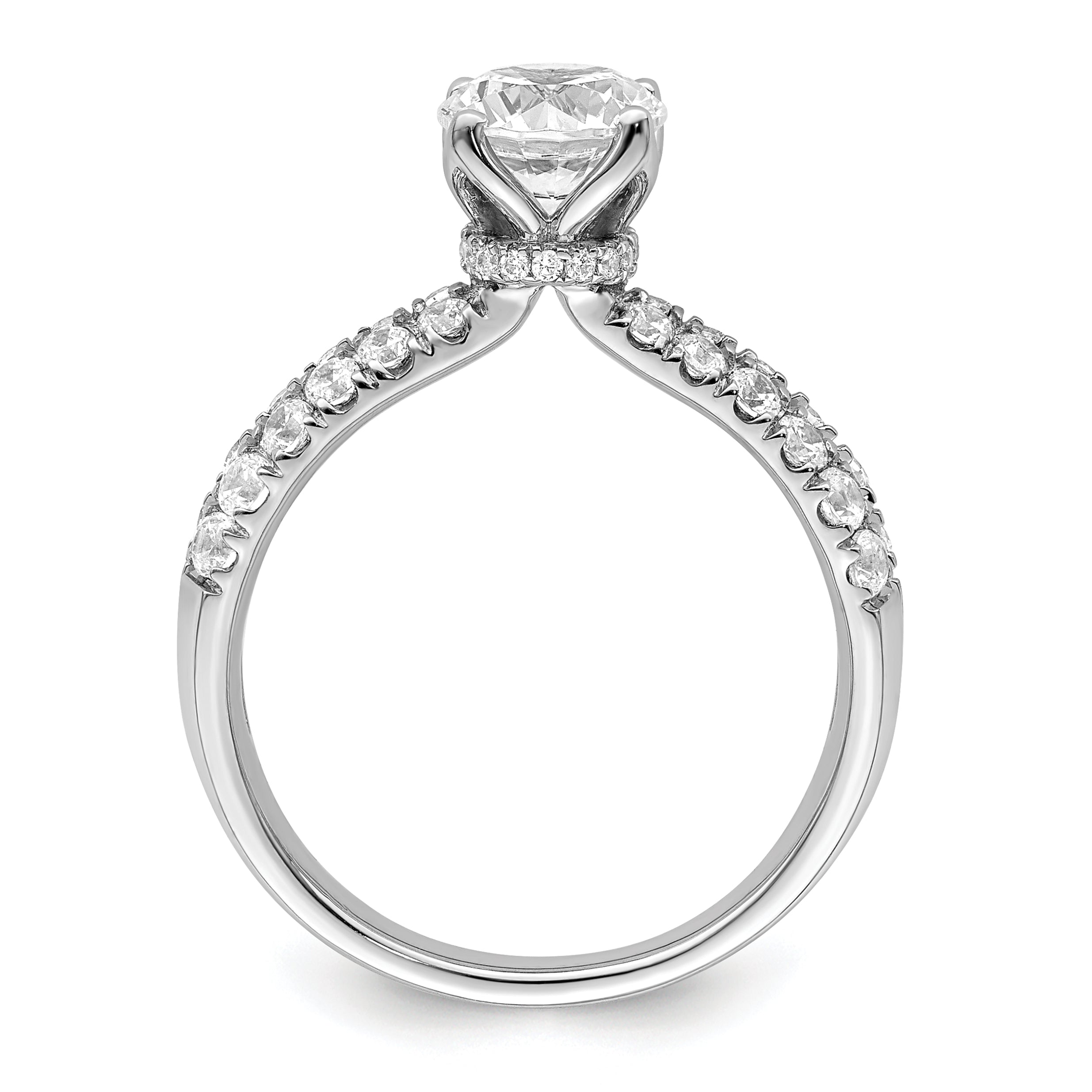14k White Gold 5/8 carat Lab Grown Diamond VS/SI+ G+ 1 carat Center Round Semi Mount Engagement Ring