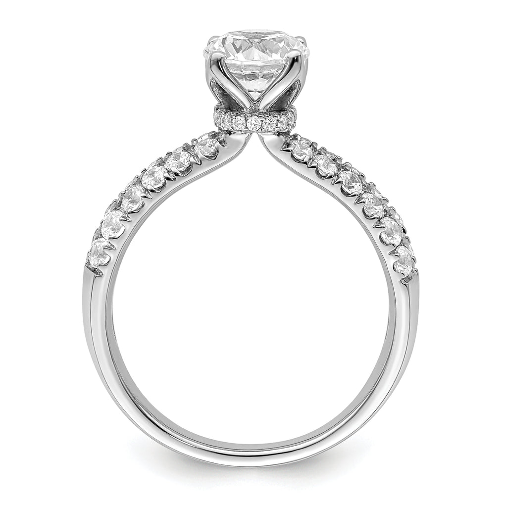 14k White Gold 5/8 carat Lab Grown Diamond VS/SI+ G+ 1 carat Center Round Semi Mount Engagement Ring
