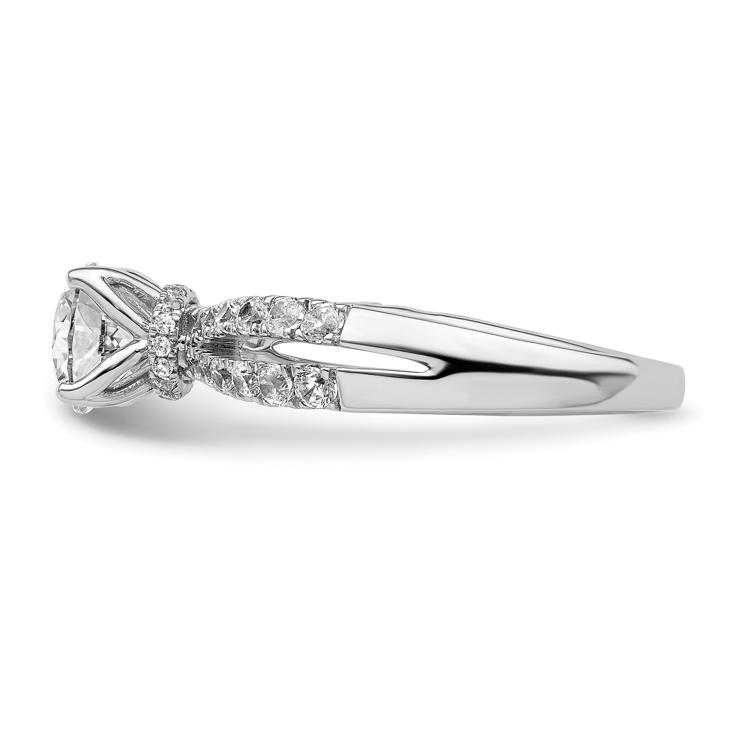 14k White Gold 5/8 carat Lab Grown Diamond VS/SI+ G+ 1 carat Center Round Semi Mount Engagement Ring