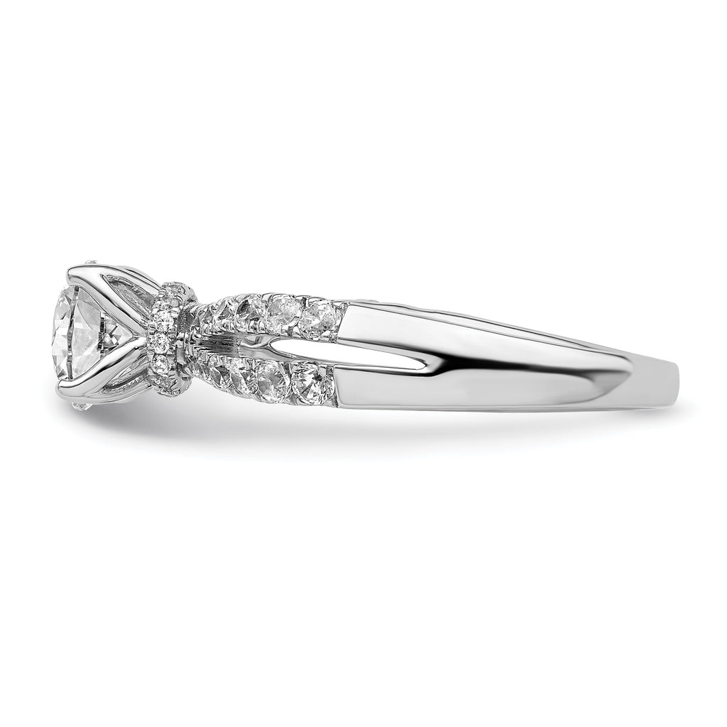 14k White Gold 5/8 carat Lab Grown Diamond VS/SI+ G+ 1 carat Center Round Semi Mount Engagement Ring