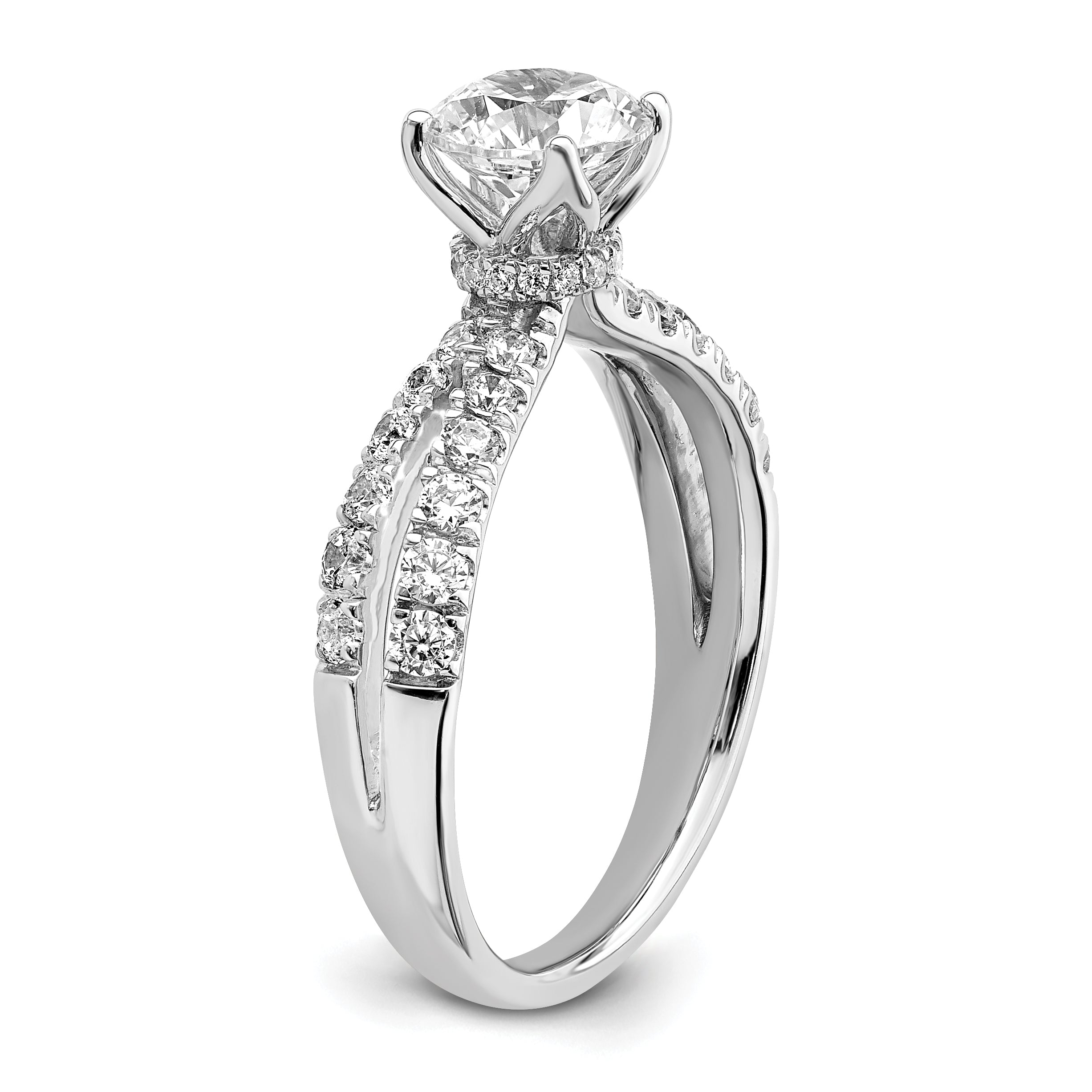 14k White Gold 5/8 carat Lab Grown Diamond VS/SI+ G+ 1 carat Center Round Semi Mount Engagement Ring