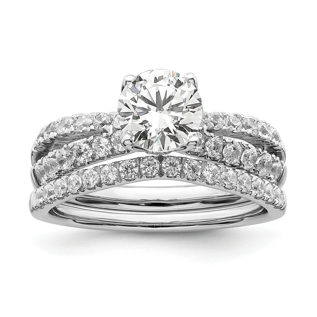 14k White Gold 5/8 carat Lab Grown Diamond VS/SI+ G+ 1 carat Center Round Semi Mount Engagement Ring
