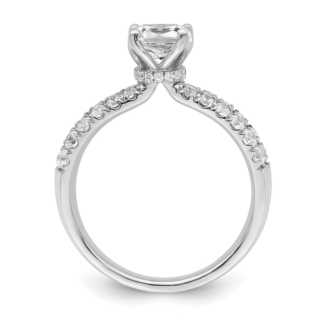 14k White Gold 5/8 carat Lab Grown Diamond VS/SI+ G+ 1 carat Center Cushion Semi Mount Engagement Ring