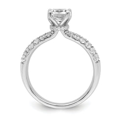 14k White Gold 5/8 carat Lab Grown Diamond VS/SI+ G+ 1 carat Center Cushion Semi Mount Engagement Ring