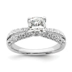 14k White Gold 5/8 carat Lab Grown Diamond VS/SI+ G+ 1 carat Center Cushion Semi Mount Engagement Ring